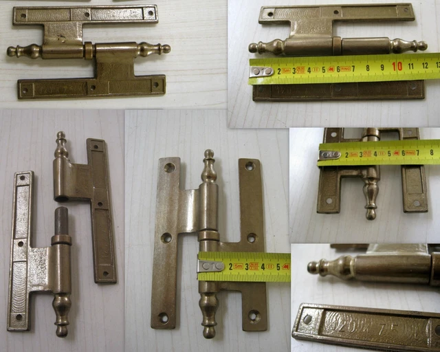 2 PEZZI - CERNIERE BAROCCO DESTRE CON TESTINA A COLLO ALTO - IN OTTONE - Foto 3