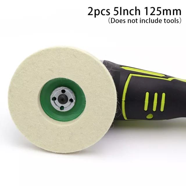 2 pezzi 5 pollici 125 mm lana feltro lucidante pad ruota lucidatura disco per utensili rotanti