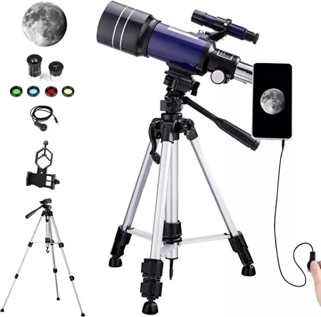 Kids Astronomy Beginners Adults Telescope 70mm Refractor Tripod Stargazing Moon