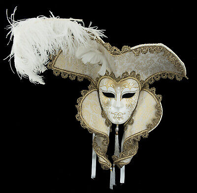 Mask from Venice Casanova - White Gold- Luxury - Decoration Wall 53 CM - 18