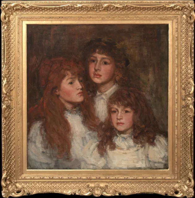 Large 19th Century  Irish Edwardian Portrait Of The Guinness Sisters SIGNED