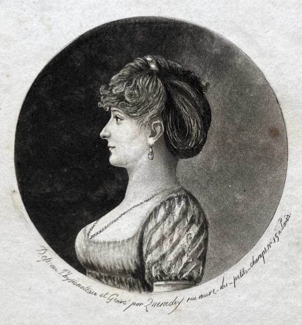 Physionotrace Original De Bouchardy - Profil Jeune Homme C.1820 - Coloré, Art Français
