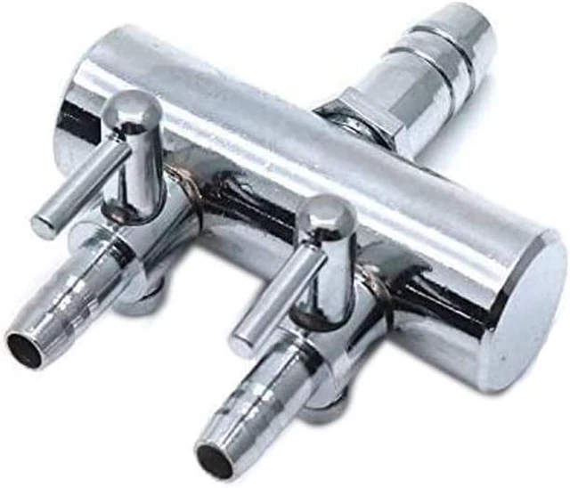 Stainless Steel Aquarium 2-Way Air Flow Lever Valve Fish Tank Air Pump Splitter