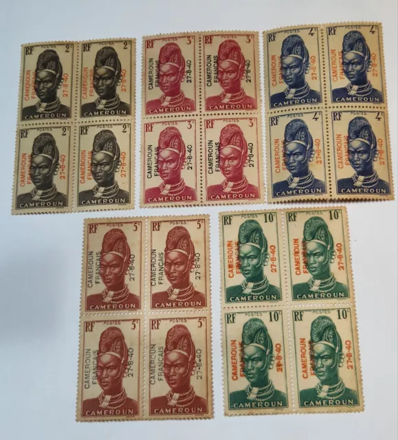 Blocs timbres CAMEROUN RF "Femme de Lamido" surcharge CAMEROUN FRANCAIS 27-8-40