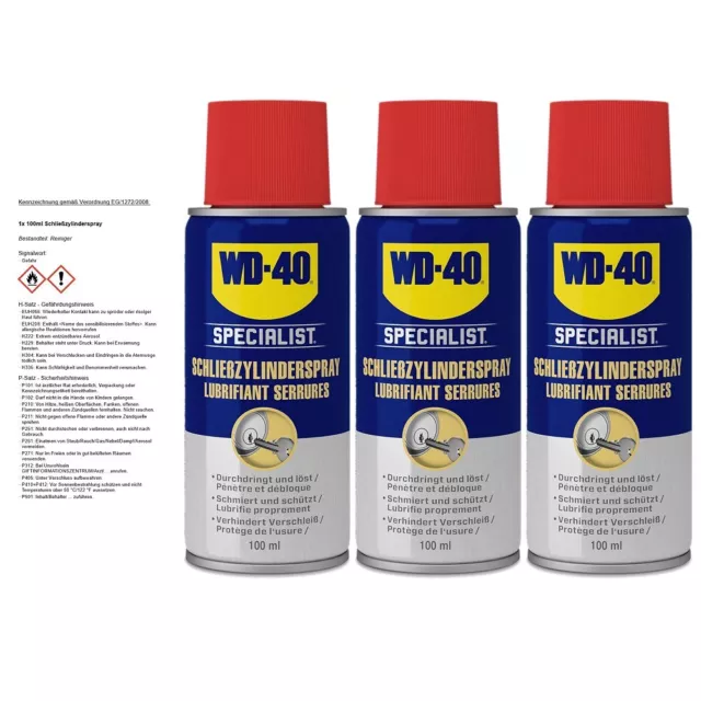 WD-40 SPECIALIST 3x 100ml SCHLIESSZYLINDERSPRAY ZYLINDER TÜRSCHLOSS