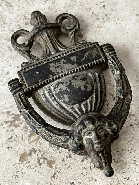 Antique 1885 Victorian New Orleans Gargoyle Angel Face Urn Torchiere Doorknocker