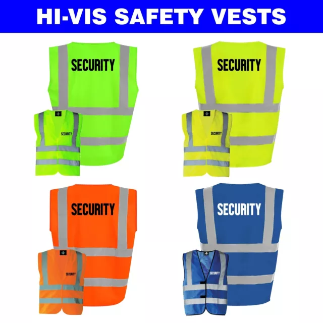 Security Hi Vis Vest High Visibility Adult Safety Waistcoat Reflective Workwear