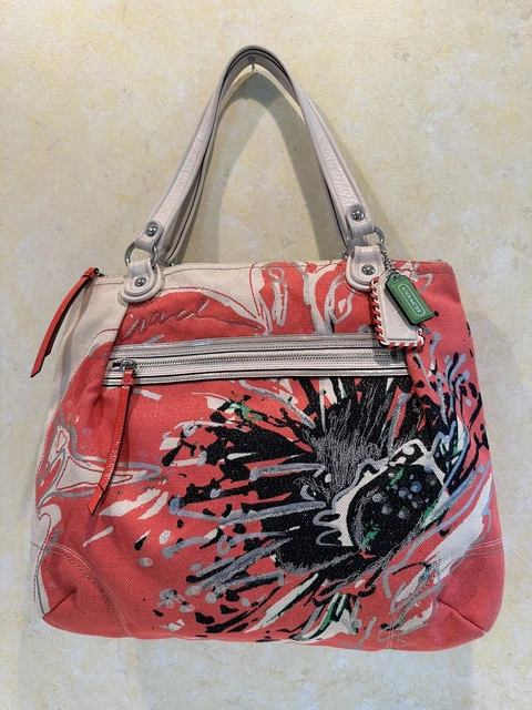 Coach Poppy Canvas 19029 Sequins Flower Purse Shoulder Bag  EUC Great Price #37