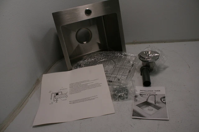 Aschael AS16T151510 15x 15x 10 Inch Top Mount Kitchen Sink Stainless Steel