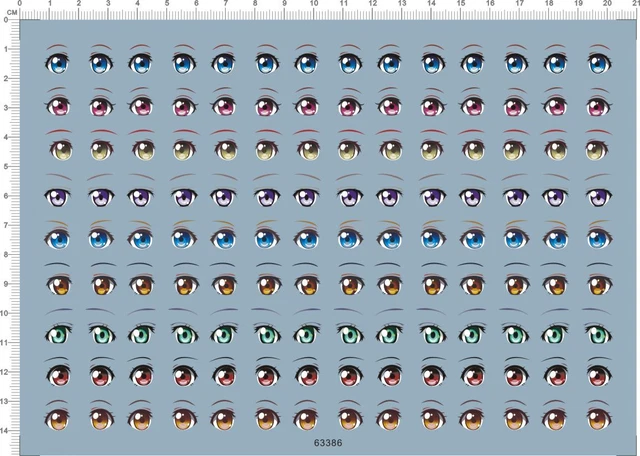 Kit de modelo de ojos/cejas humanas de diferentes colores para figuras calcomanía tobogán de agua