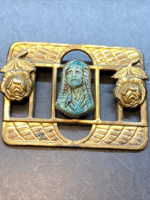 Art Deco Neiger Brothers Egyptian Revival Pin Vintage 1920s Czech Glass