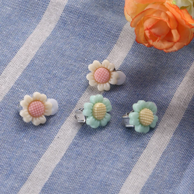 6 Pcs Girls Ear Drops Clip-on Earrings Baby Child Sunflower