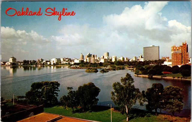 Oakland CA- California, Aerial Skyline View, Vintage Postcard