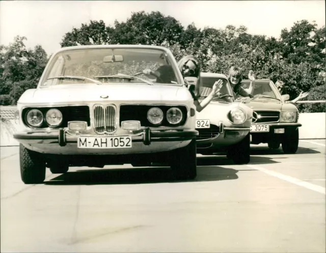 Photo of 3 women driving Porsche, Mercedes-Benz... - Vintage Photograph 3010544