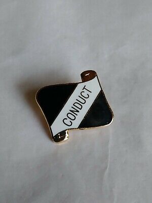 Conduct Award Lapel Hat Jacket Pin Scroll Black White & Gold Color