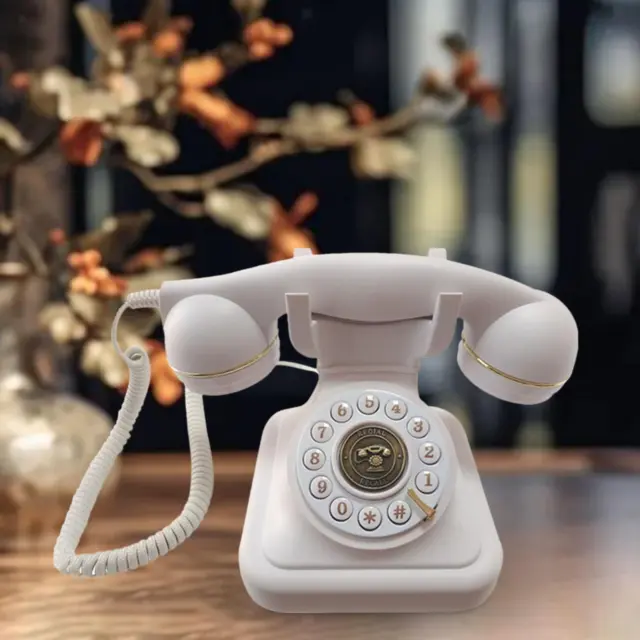 Corded Telephone Button Dialing with Mechanical Bell Retro Style Fixed Phone