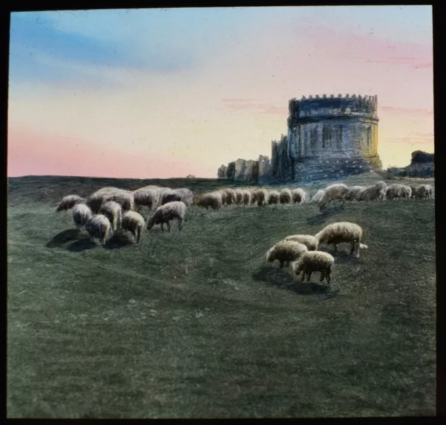 ANTIQUE Magic Lantern Slide APPIAN WAY TOMB OF CAECILIA METELLA C1890 ITALY ROME