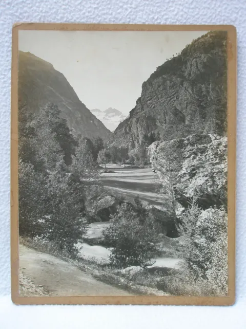 Antique large art photo signed mountain view VALLON OISANS ALPES circa 1900