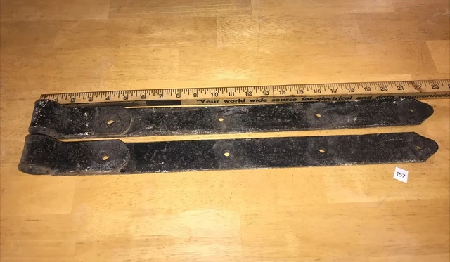 Antique Barn Strap Hinges Hand Hammered Wrought Iron  Approx. 22” - 23” Lot Of 2