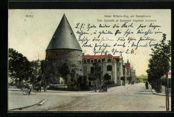CPA Metz, vue de la rue am Kaiser Wilhelm-Ring avec Camouffelturm 1910