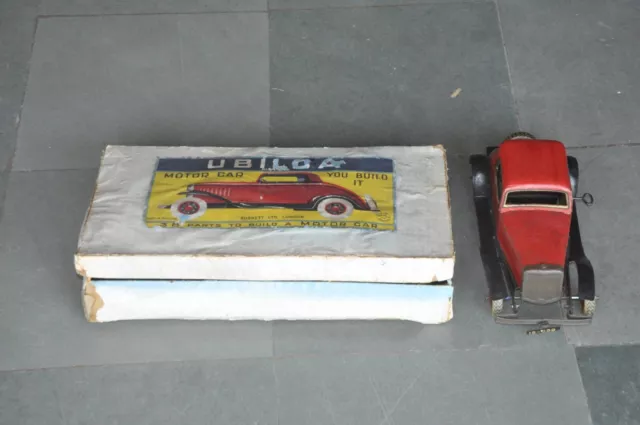 Vintage Caja de Cuerda Burnett Limitada Ubiloa 15-039 Motor Coche Litho Juguete,