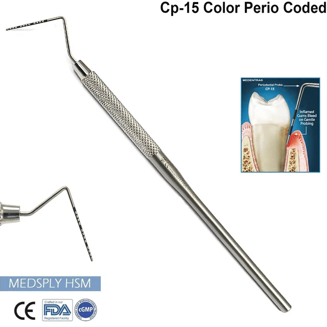 NEW DENTAL EXAMINATION CP-15 Probes Color Coded Periodontal Screening ...