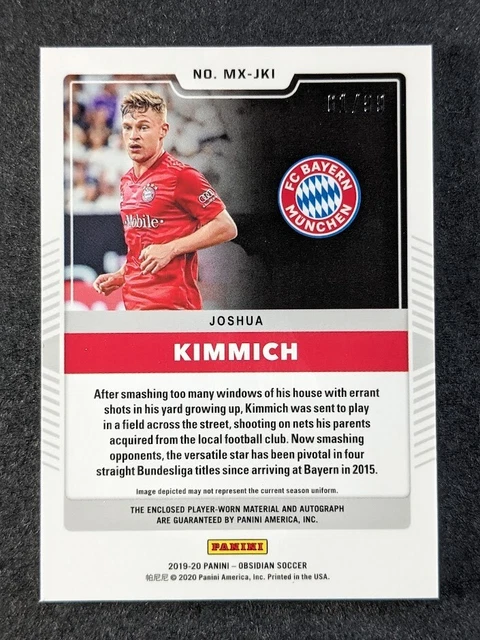 2019-20 PANINI OBSIDIAN JOSHUA KIMMICH /99 patch voiture #MX-JKI Bayern ...