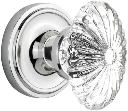 Nostalgic Warehouse Classic Rosette with Oval Fluted Crystal Glass Knob Privacy