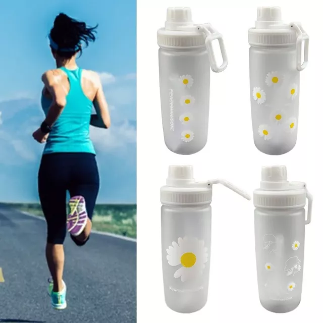 Sport Travel Supplies Frosted Transparent Daisy Flower Water Bottle With Straw