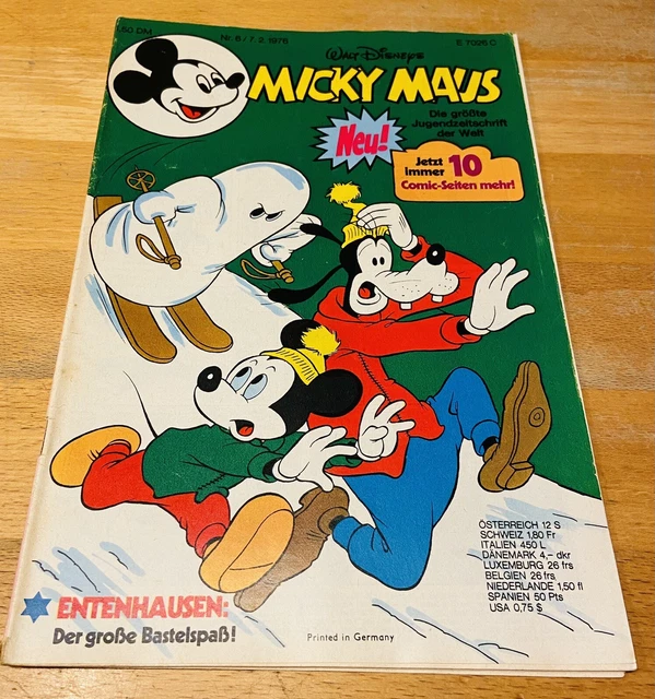 MICKY MAUS Heft Nr. 6/1976 Zustand 1 BEILAGE ENTENHAUSEN BASTELSPAẞ