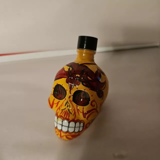 KAH TEQUILA Reposado Hand Painted Day of the Dead Skull Bottle  EMPTY with Cap 
