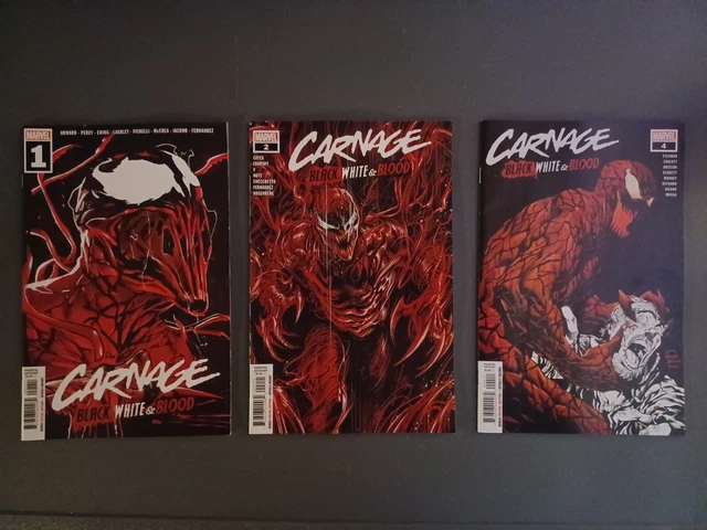 CARNAGE BLACK WHITE AND BLOOD #1 2 4  SET 1st PRINT Marvel 2021