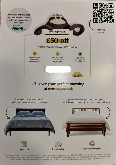 Eve sleep £50 voucher code