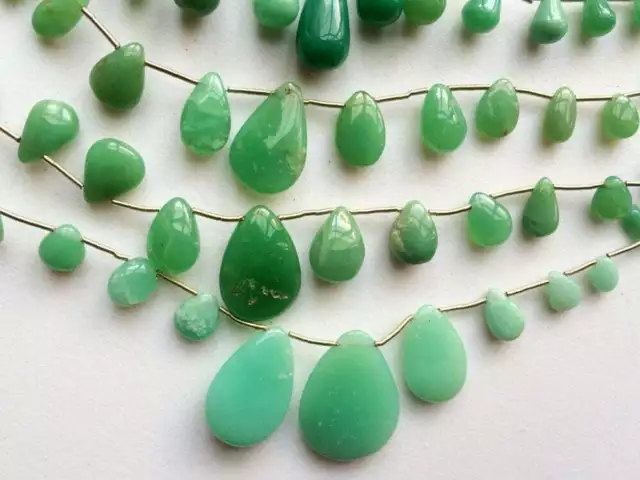 6x7 mm-18.5x25 mm Chrysoprase Plain Pear Beads, chrysoprase For Necklace