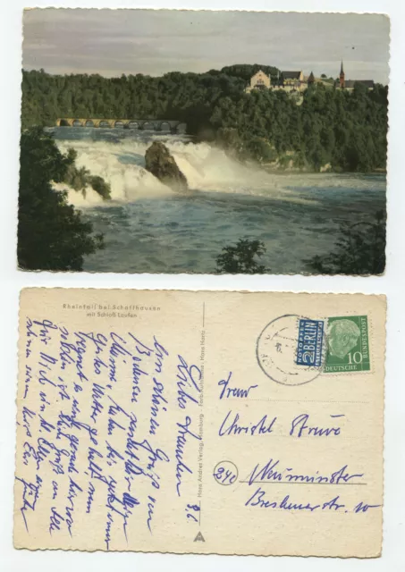 18508 - Rhine fall near Schaffhausen with castle running - postcard, run