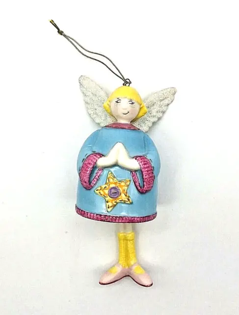 Fitz & Floyd Angel Bell Articulating Ornament Gift Gallery Praying Blonde Angel