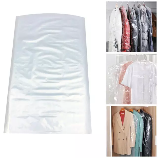 50x Plastic Clear Polythene Garment Dust Cover Dry Bag Cleaner Clothes D8C3