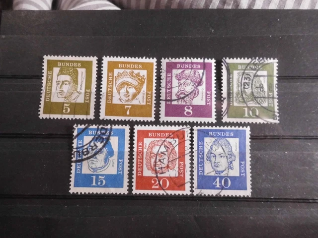 Bund Mi.- Nr.  347x - 352x +355x gestempelt ohne Fluoreszenz Bedeutende Deutsche