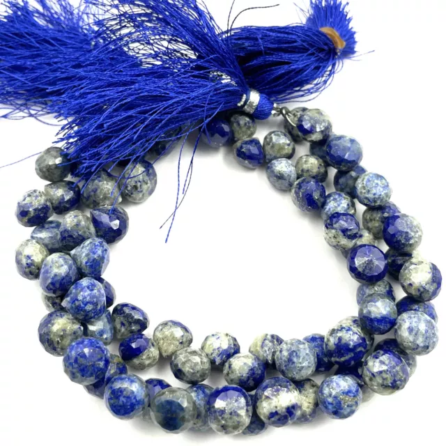 Natural Lapis Lazuli Onion Beads Gemstone Faceted Briolette 165 CT 8-10 mm 8Inch