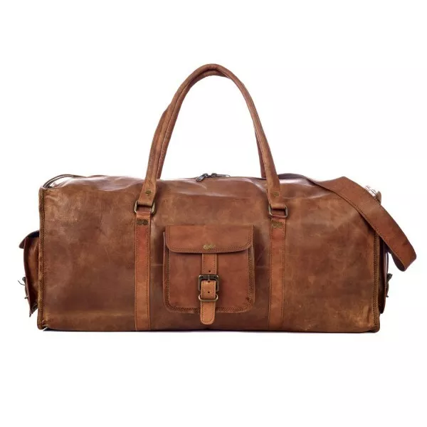 Bolso de Piel Viaje Hombre Gimnasio Equipaje Lona S Vintage Genuino Grande