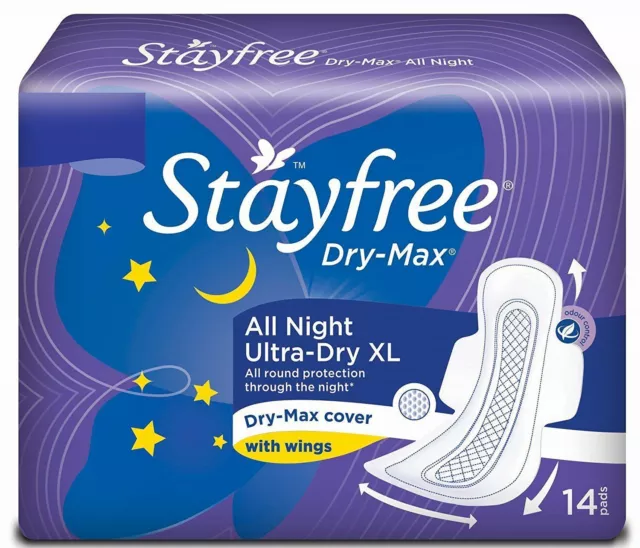 Stayfree Dry Max All Night Ultra Dry Napkins XL 14 pads