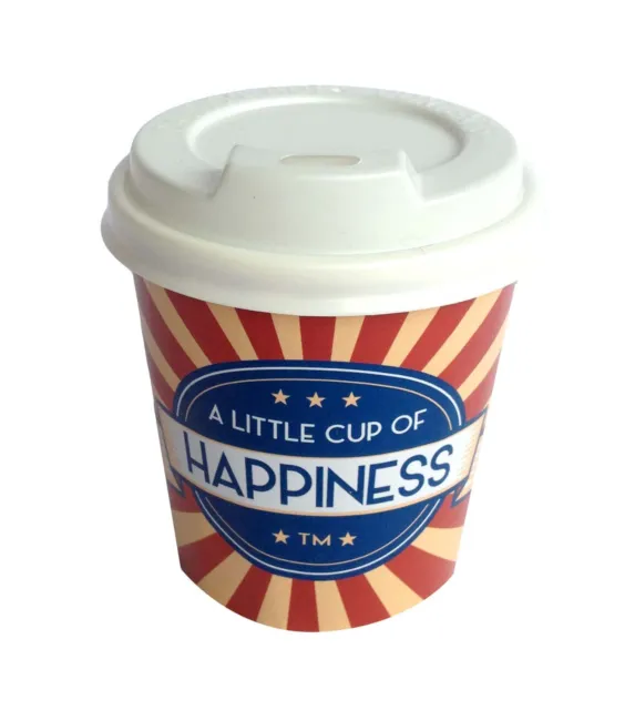 50 x 'A little Cup of Happiness' Coffee Cups 4oz (espresso, piccolo) 62mm