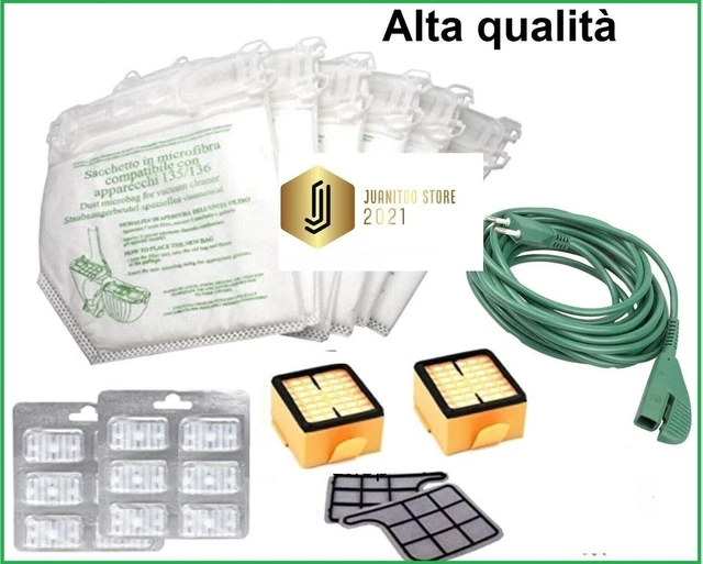 Cavo Prolunga Per Folletto VK135 VK136 – 10 Metri, Spina Italiana, Compatibile FP135 FP136