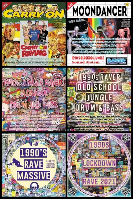 RAVE OLD SKOOL HARDCORE JUNGLE DRUM & BASS CDs 6 DJ mixed CD PACK COLLECTION NEW