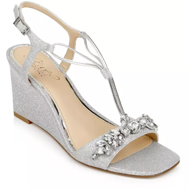 Jewel Badgley Mischka Womens Oakes Silver Evening Sandals 5 Medium (B,M) 7287