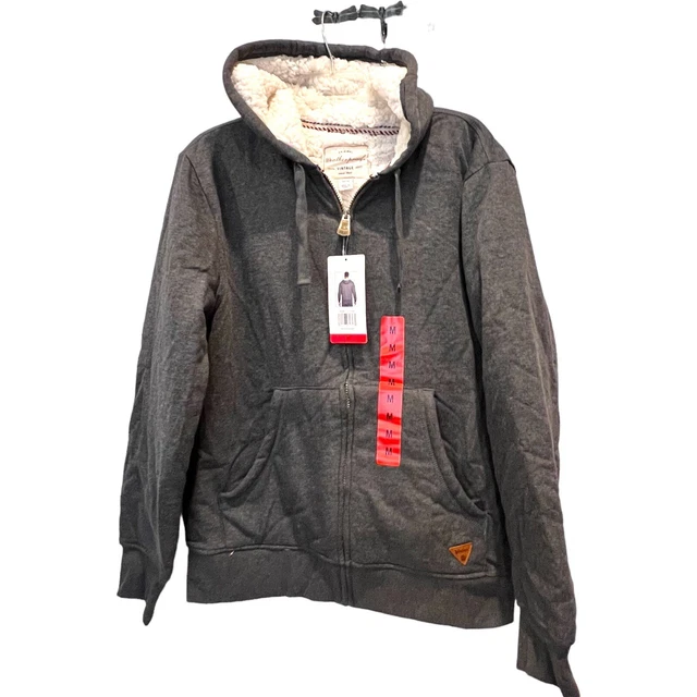 Weatherproof Sherpa Lined Full Zip Hoodie Mens Medium Heathered Gray Soft Cozy N