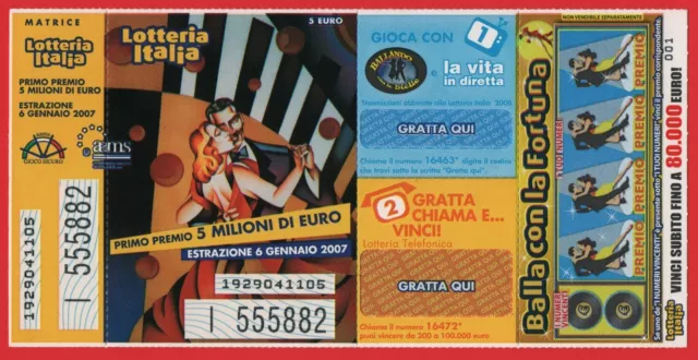 Lotteria Italia 2006 Raro Con Matrice E Gratta E Vinci 001 Tenuto Perfettamente