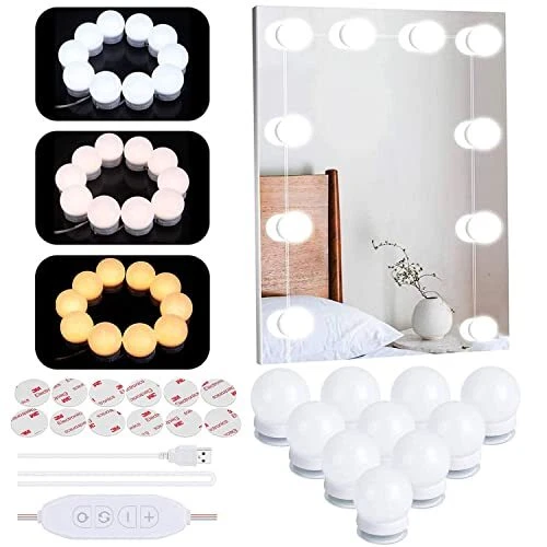 Lumière de Miroir, 10 LED Ampoules Hollywood Kit de Lumière Dimmable Lampe pour