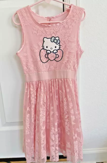 Sanrio Hello Kitty Pink Sleeveless Lace Dress for Girls Easter Dress