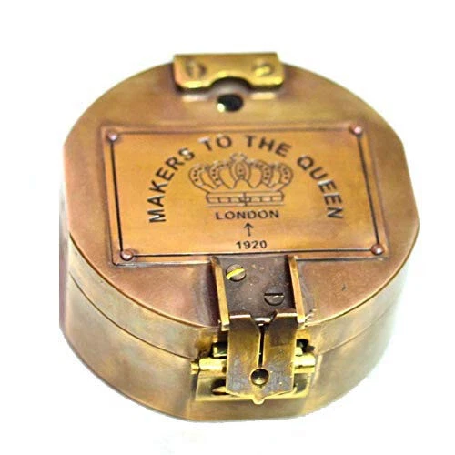 VINTAGE NAUTIQUE MASSIF Laiton WWII Militaire Marine Boussole de Poche